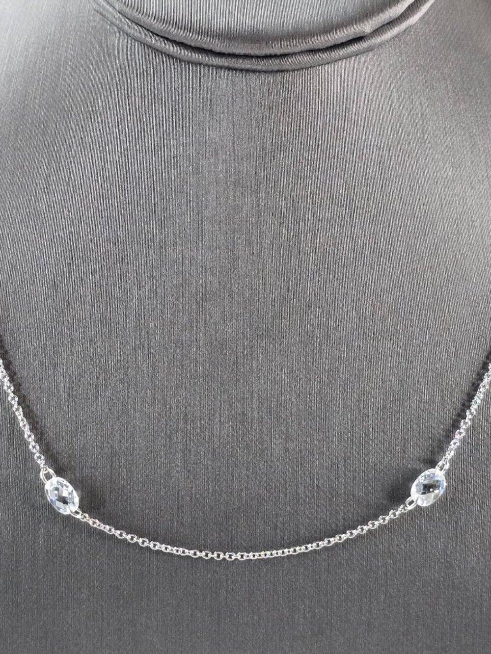 Womens Sterling Silver Modernist CZ Necklace 6.5g E3074